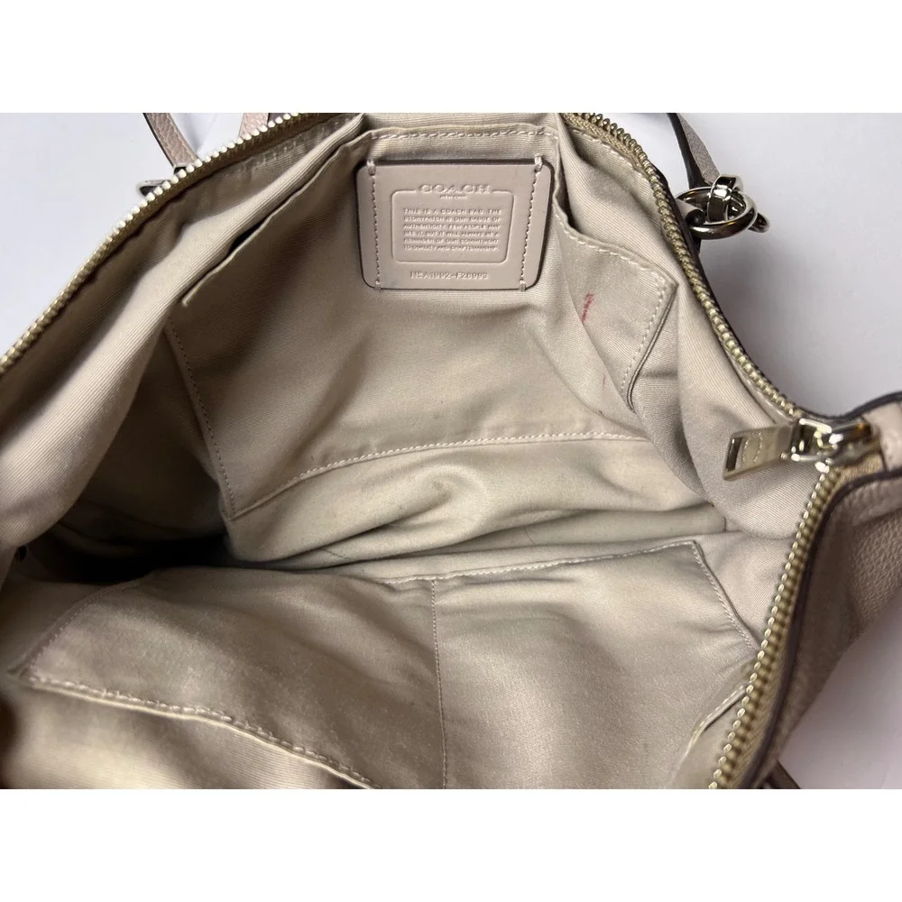 Coach Prairie Satchel Womens Medium Taupe Pebble Leather Handbag F28993